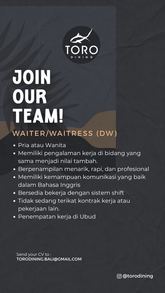 TORO DINING | WAITER/WAITRESS (DW) jobs4